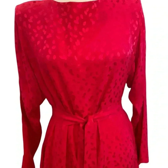 Liz Claiborne Womens Vintage Pink Polka Dot Silk Dress Size 12 Open Back - Picture 2 of 9